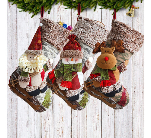 Calcetines Navideños Grandes Con Forma De Alce De Papá Noel