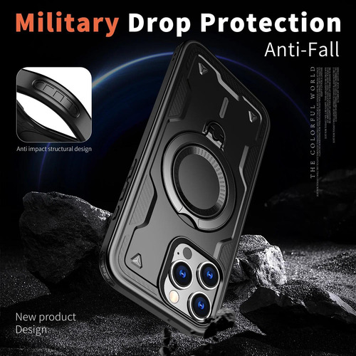 Funda Armor Magsafe Para iPhone 16, 13, 12, 14, 15 Pro Max Plus, Carga Inalámbrica, 360 Grados, Anillo Atril, A Prueba De Golpes