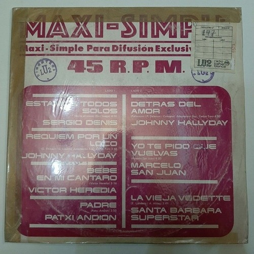 Vinilo Maxi Simple 45 Rpm Halliday San Juan Denis Andion Cp1