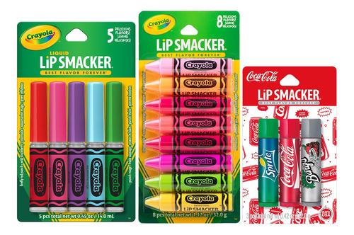 Lip Smacker Kit Crayola: 1 Party Pack+liquid+trio Coca Cola