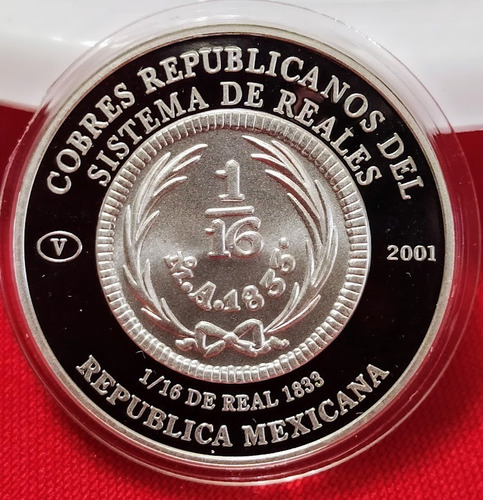 Medalla Plata 1/16 Real Mexico Sociedad Numismatica 2001 !!