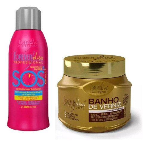 Kit Sos + Banho De Verniz Máscara Hidratante Forever Liss