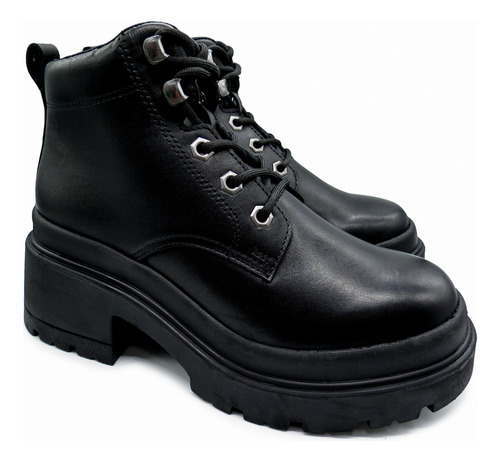Borcegos Mujer Hush Puppies Clasicos Cuero Cordones Morris