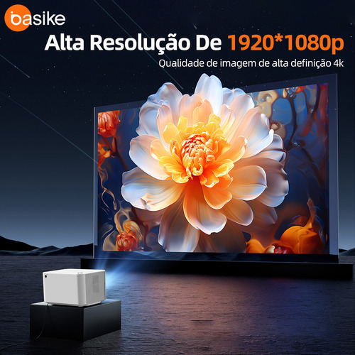 Basike Projetor Hd 4k Android 11 Full 1080p Bluetooth 5.0 Wifi 2.4g + 5g 12000lm Projetor,cinema Em Casa,mini Projetor Inteligente Portátil Compatível Com Ios/android,autofoco