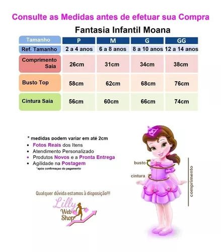 Fantasia Infantil Luxo Moana Luxo + Colar + Cinto