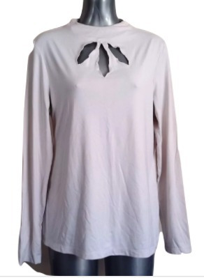 Blusa Termica Blanca Escote Abierto En Gotas Cuello Alto S-m