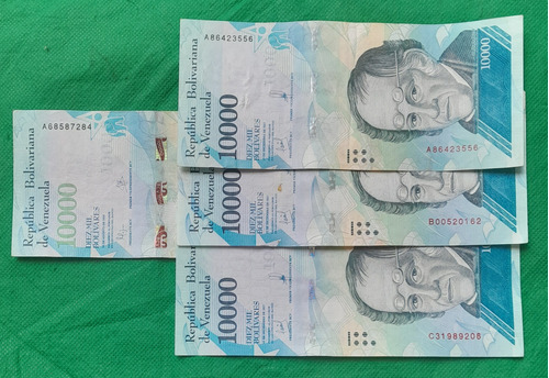 4 Billetes De 10.000 Mil Bolivares Fuertes, Los 4 Diseños 