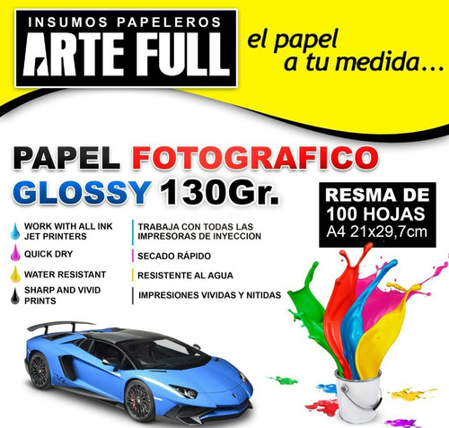 Papel Fotografico 120 Gr. Tamaño A4 Resma 100 Hojas Premiun