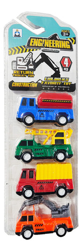 Carros De Impulso Juguete Set X 4 Construcción Grua Niños 