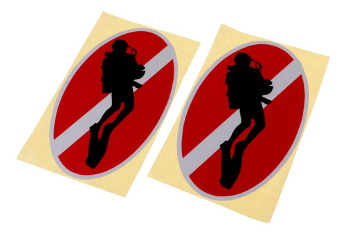 2 Piezas Etiqueta Engomada Buceo Con Accesorios Diver Down