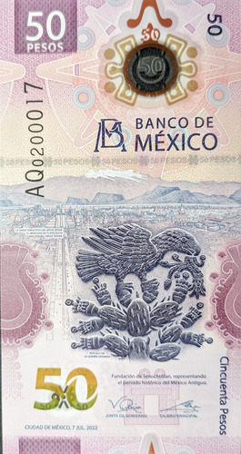 Billete Ajolote Con Error Impresión Mexicano Serie Aq $50 Cc