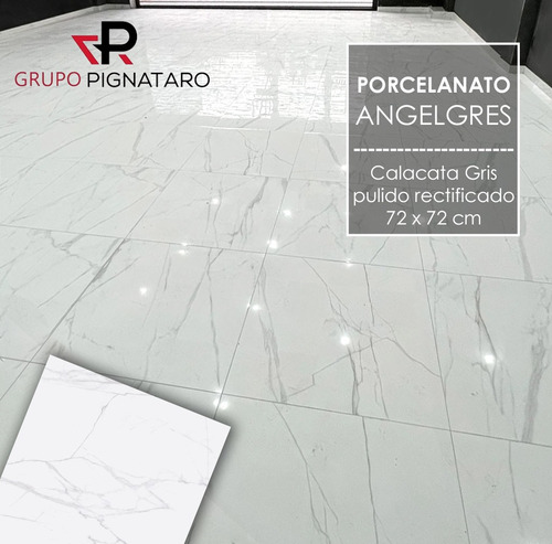 Porcelanico Calacata Gris Lux 72x72 Pulido Rectificado 1ra
