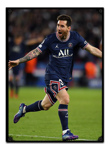 #735 - Cuadro 30 X 40 Lionel Messi Paris Psg Gol Champions 