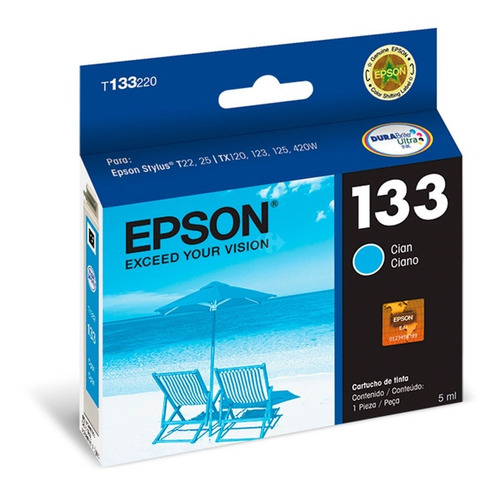 Cartucho Epson Original 133 Cyan Celeste Tx125 Tx135