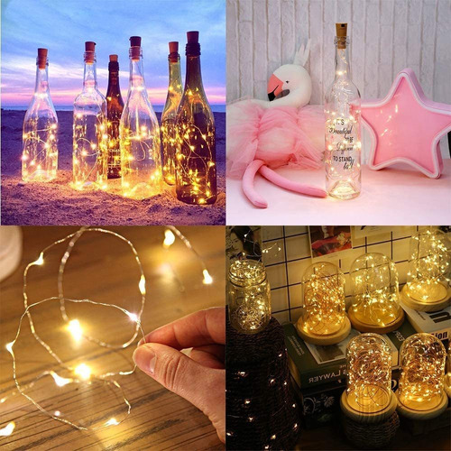 12 Piezas Luces Navideñas Para Botellas Vino Para Mason Jars