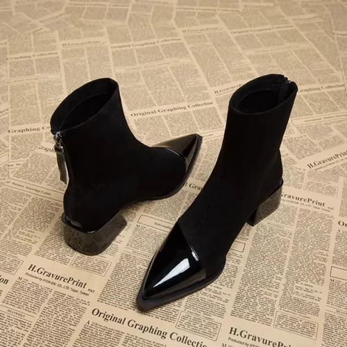 Botines Delgados Para Mujer Con Punta Puntiaguda Para Invier