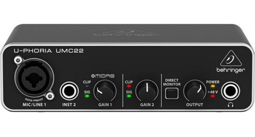 Placa De Sonido Usb Behringer Umc22 2x2 Audio Interface