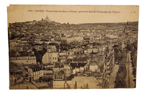Tarjeta Postal Antigua París Panorama Du Sacre Coeur Francia