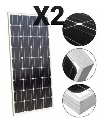 Pack X 2 Panel Solar Monocristalino Fotovoltaico 12v 200w