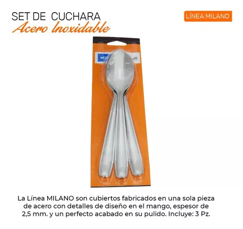 Set de cucharas para postre acero inoxidable 3 unidades plateado