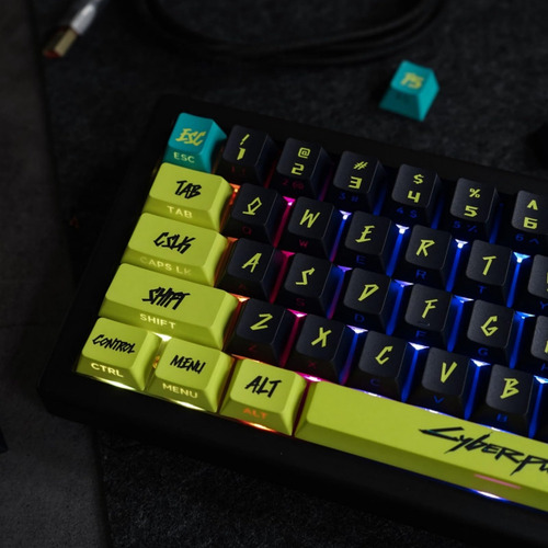 Ultraequipe Pbt Keycaps Cyberpunk Keycaps Brilham Através Do