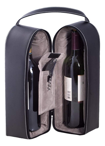 Beyberk Cuero Botella De Vino Carrier Caddy Travel Tote Bag 