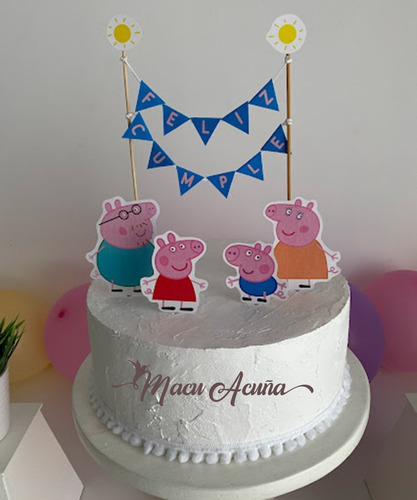 Guirnalda Papel Banderin Feliz Cumple + Peppa Pig X8 Figuras