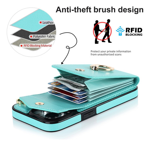 Funda Minimalista Tipo Cartera Para Samsung A22 5g Ring Kickstand, Bloqueo Rfid, Correa Para El Hombro, A Prueba De Golpes