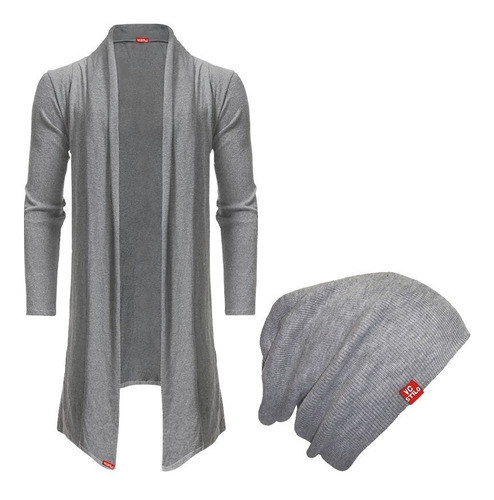 Kit Blusa De Frio Cardigan Masculino B22 + Touca Beanie