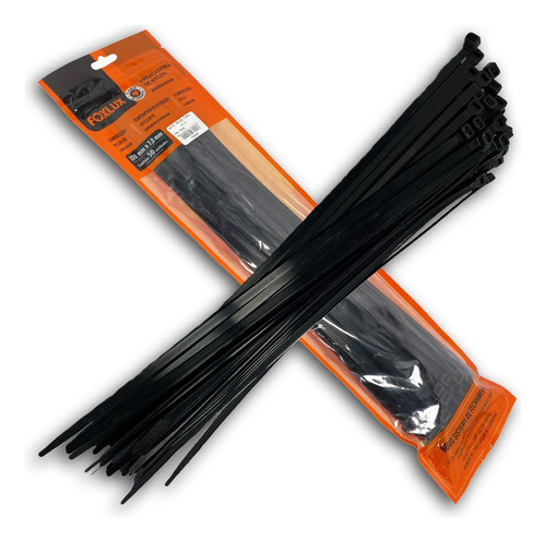 Kit 50 Abraçadeiras De Nylon Preta Foxlux 37cm X 7,0mm