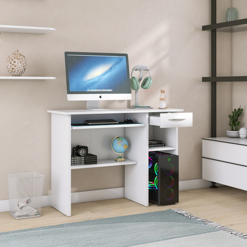 Mesa Para Pc Com Gaveta E Suporte Para Teclado 90cm