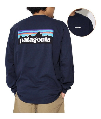 Camiseta Orgánica De Manga Larga Con Logo P-6 Patagonia