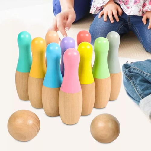 Juego De Bolos Grande For Niños, 10 Bolos, 2 Bolas De Vuelta