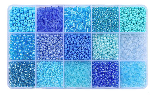 Cuentas De Vidrio Redondas De 15 Rejillas Para La Azul