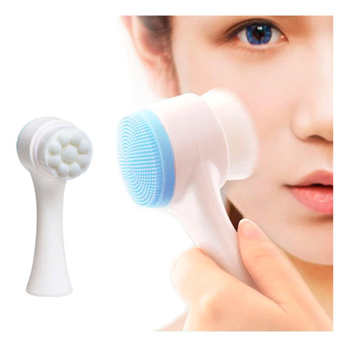 Cepillo Facial Manual 2 En 1 Diler Cerdas Suaves Y Exfoliante De Silicón Ideal Para Piel Sensible Elimina Impurezas Y Mejora La Circulación Uso Diario En Rutina De Skincare Color Azul