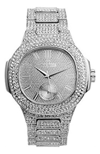 Charles Raymond Bling-ed Out Pulsera Cubana Con Reloj De Hip