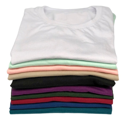 T-shirts Corte Básic Cuello R 100% Algodón Pack 5u De Moda