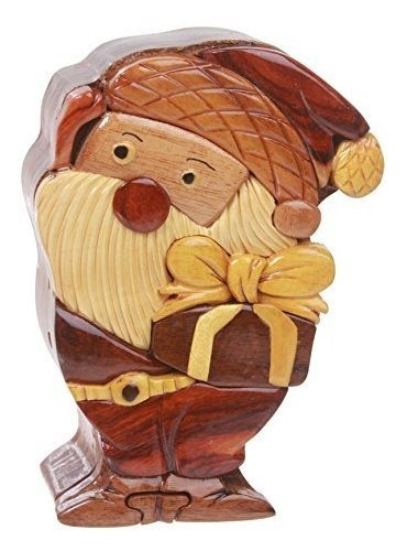 Handcrafted De Madera Santa Claus Forma Secreto Joyas Rompec