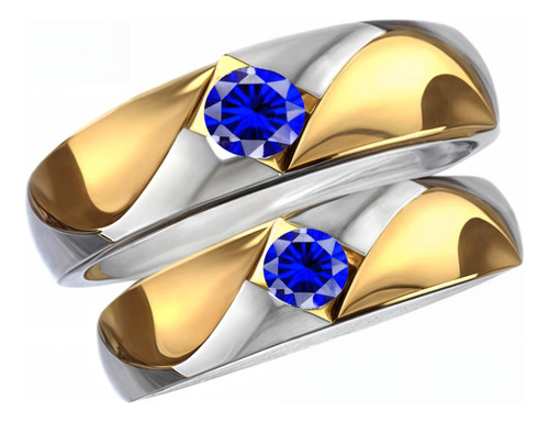 Argollas Sólida Plata Certificada Y Zafiros Loversparsol Dorado