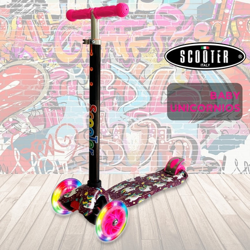 Imagen 5 de 8 de Monopatin Scooter Italy Original Graffiti 4 Ruedas Con Luces