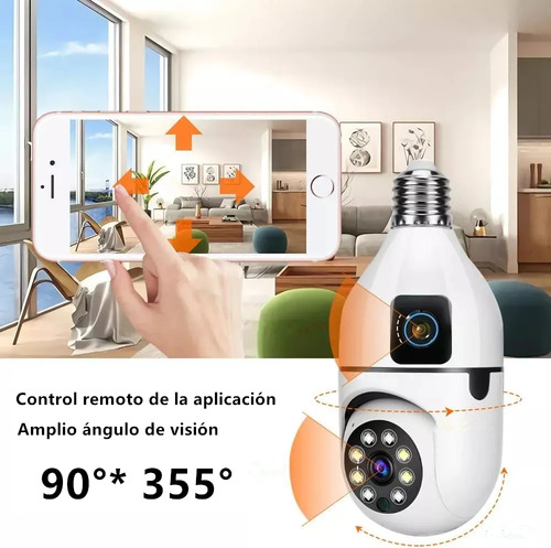 Cámara De Seguridad Wifi Xinshi E27 360°6mp V380 Pro De Doble Lente Con Visión Nocturna Seguimiento Automático Alarma Color Blanco