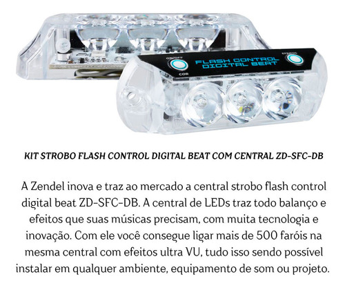 Kit Strobo Flash Beat Zendel Controle Som Automotivo