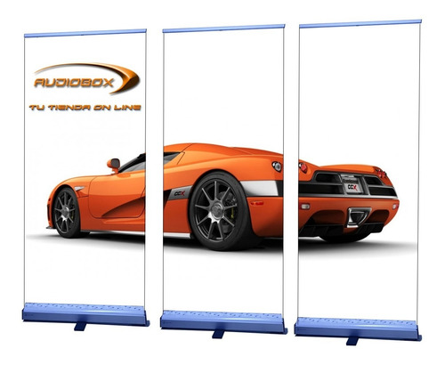 Tres Roll Up Porta Banner Display De Aluminio 80cm X 2 Mts