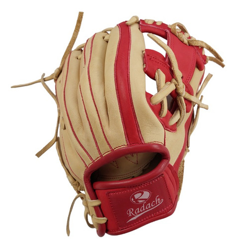 Guante De Béisbol Radach Pro Cuadro 11.5in Bone/rojo 