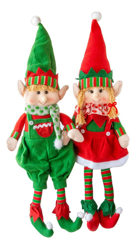 Muñecos De Peluche De Elfo De Navidad, Juego De 2  18 P.