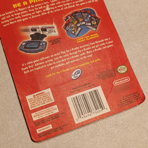 Gba Juego Pinball Para E Reader De Nintendo Game Boy Advance (Usado)