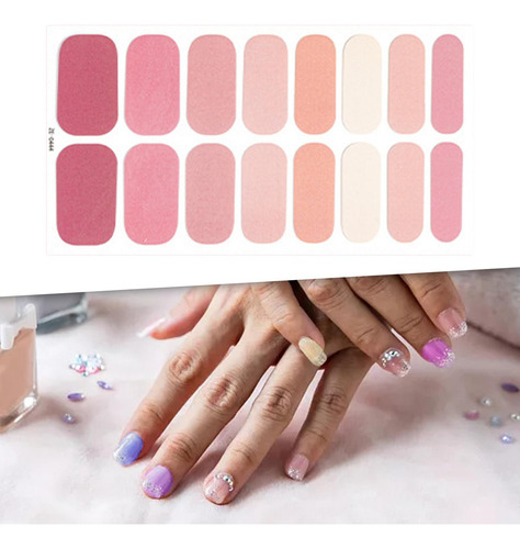 16 Adhesivos Para Uñas, Tiras De Uñas De Gel, Estilo F
