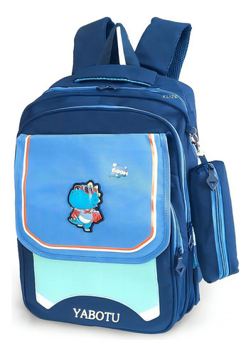 Mochila Bolsa Escolar Infantil Menino Dinossauro Reforçada Cor Azul