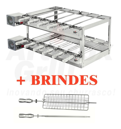 Churrasqueira 11 Espetos Inox 2 Andares Giragrill 2 Brindes