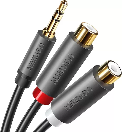 Cable Doble Alargador Mini Jack Macho-Macho Oro 3,5mm Audio 2 metros Negro  a1658